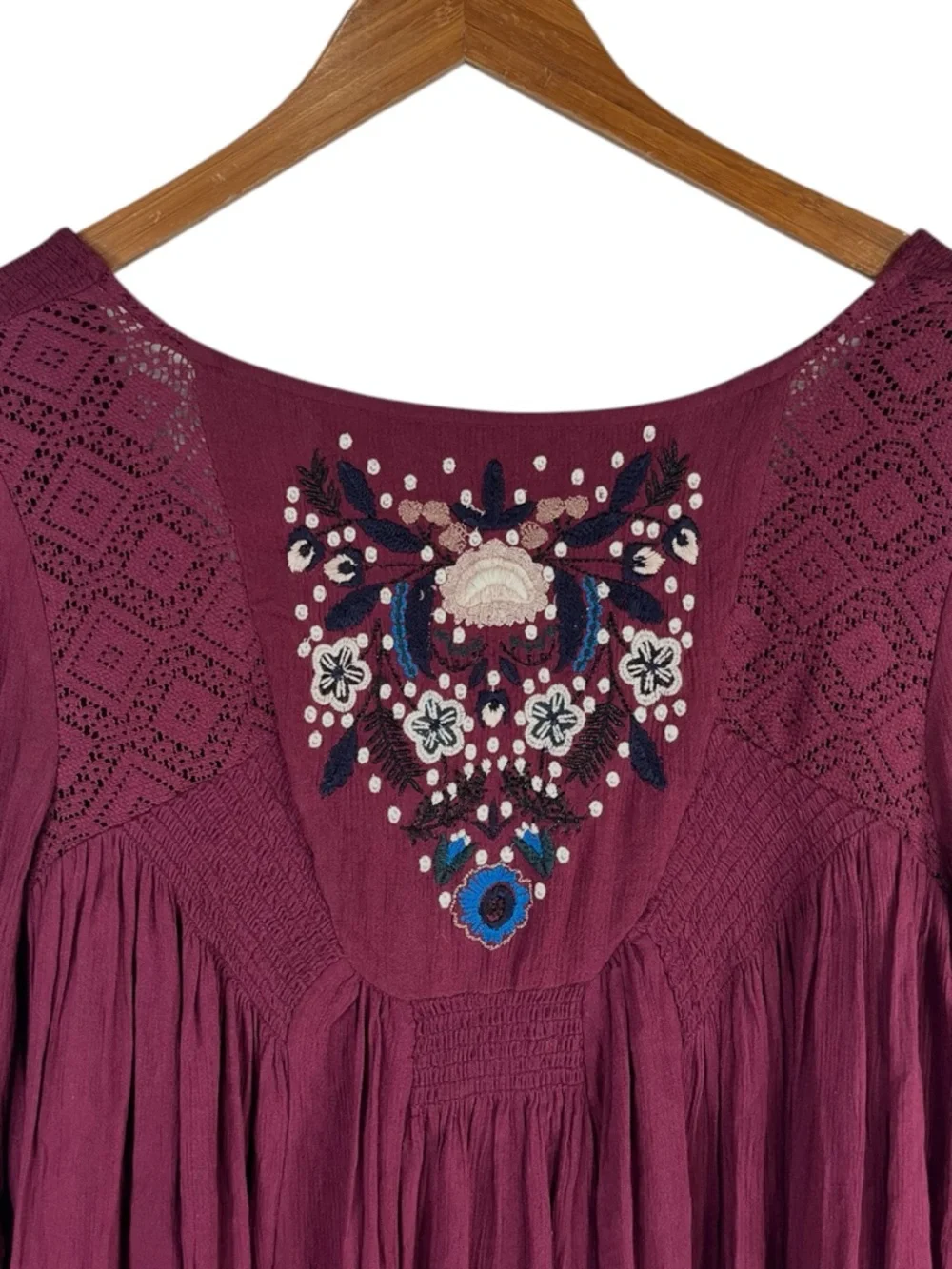 NWT Free People Women's Embroidered Mohave Moya Mini Dress In Plum Size XS